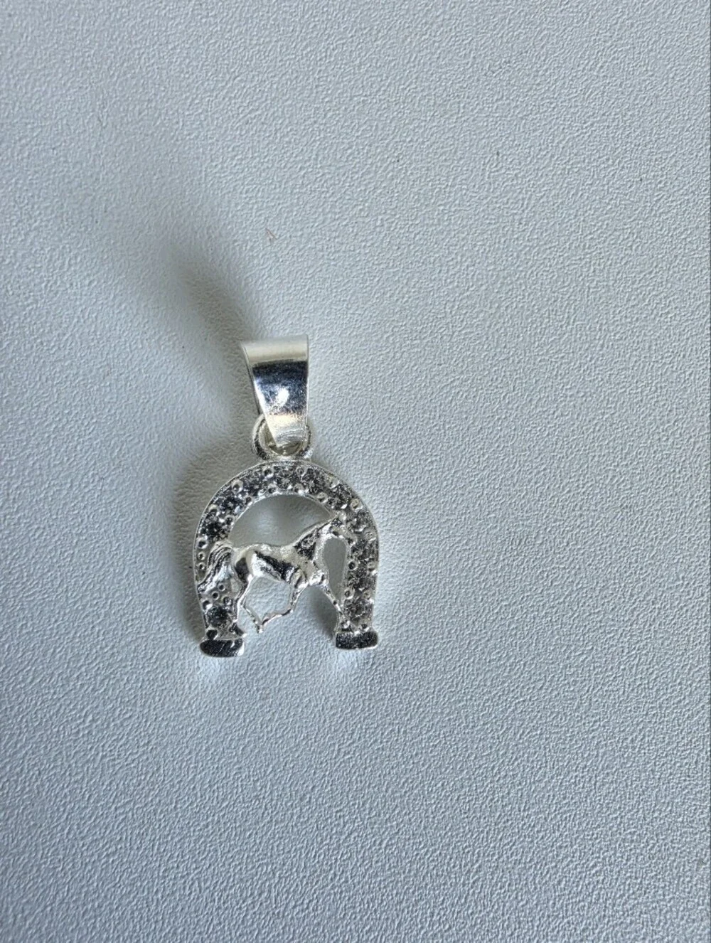 925 Sterling Silver Horse Horseshoe CZ Pendant Lucky Equestrian Charm New